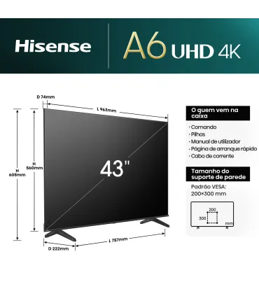 Hisense 43A6N 43 Téléviseur Intelligent 4K UHD QLED