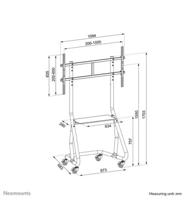 Support TV Neomounts NS-M3800BLACK 60–100″ – 100kg Résistant