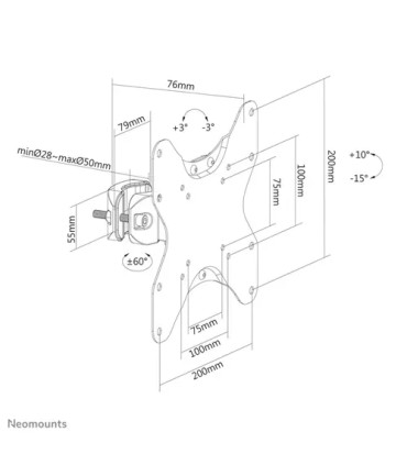 Support TV mural Neomounts FL40-430BL12 23-42'' – 25 kg