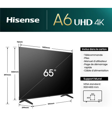 Découvrez le Hisense 65A6N 65" : votre nouveau monde en 4K UHD LED