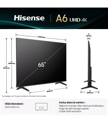 Découvrez le Hisense 65A6Q 65" : qualité d'image 4K UHD LED à couper le souffle