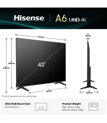 Découvrez le Hisense 43A6Q 43" 4K UHD LED - Votre nouvelle expérience TV haut de gamme