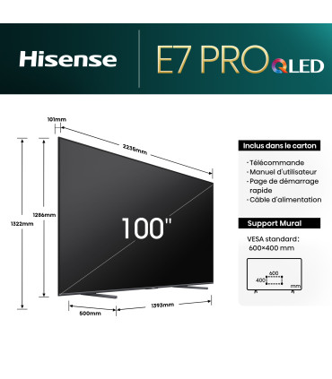 Découvrez le Hisense 100E7NQ 100" : Votre cinéma maison en 4K UHD QLED