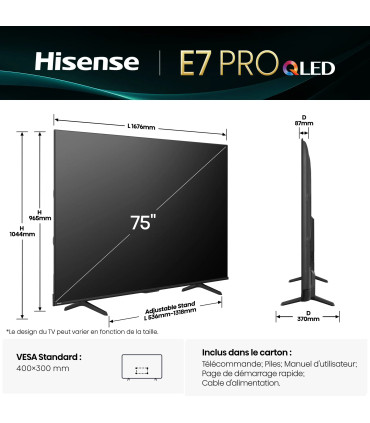 Découvrez l'immersion totale avec le Hisense 75E7Q 75" 4K UHD QLED