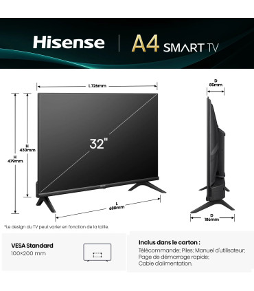 Découvrez la qualité HD avec le Hisense 32A4Q 32" LED - Votre divertissement à un autre niveau