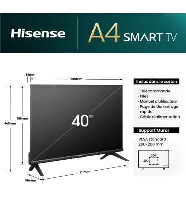 Hisense 40A4N : Découvrez l'expérience Full HD LED sur un écran de 40 pouces