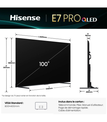 Découvrez la magie 4K avec Hisense 100E7Q PRO QLED de 100 pouces