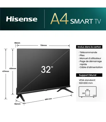Hisense 32A4N 32 TV LED HD - Divertissement Intelligent