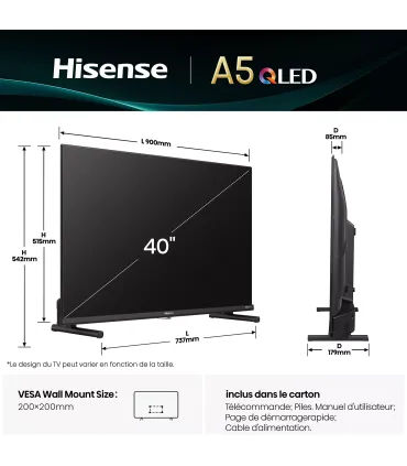 Hisense 40A5Q 40" – TV QLED Full HD | Couleurs vives, HDR, Smart TV | Meilleur prix et livraison rapide