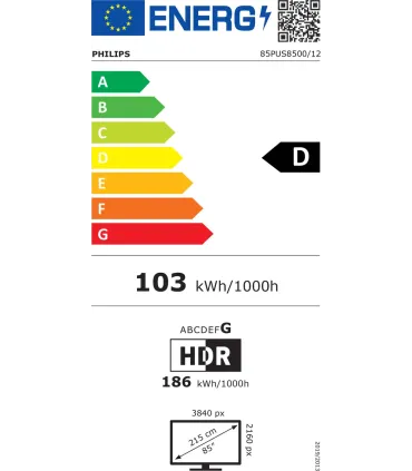 Philips Ambilight 85PUS8510 85" 4K UHD QLED – TV Smart Google, Ambilight 3 côtés, HDR10+, Dolby Vision/Atmos | Prix et Avis
