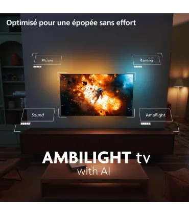 Philips Ambilight 77OLED820 77" OLED 4K UHD – TV Ultra-Fin, Ambilight 3 côtés, Dolby Vision/Atmos | Prix & Avis