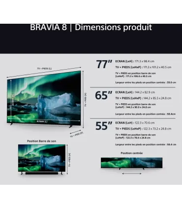 Sony Bravia 8 K77XR80 77" 4K UHD OLED – TV OLED 4K HDR | Google TV, Dolby Vision/Atmos | Meilleur prix et livraison rapide