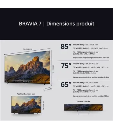 Sony Bravia 7 K75XR70 75" 4K UHD Mini LED – Téléviseur HDR, Google TV, 120 Hz | Prix et Avis
