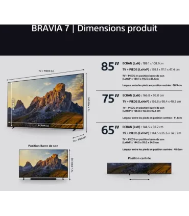 Sony Bravia 7 K85XR70 85" 4K UHD Mini LED TV – XR Processor, Google TV, HDR, 120Hz | Prix & Avis