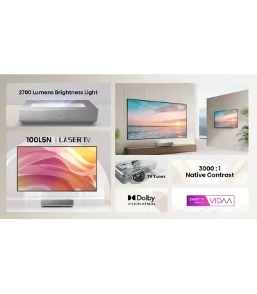 Laser TV 100" Hisense 100L5ND – 4K UHD, Ultra Short Throw, HDR10, Grand Écran à Domicile | Prix, Avis & Achat Online