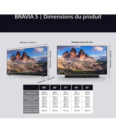 TV intelligente Sony K55XR55B 55" 4K Ultra HD ULED HDR HDR10+ Wi-Fi Miracast DVB-T2 Google Assistant