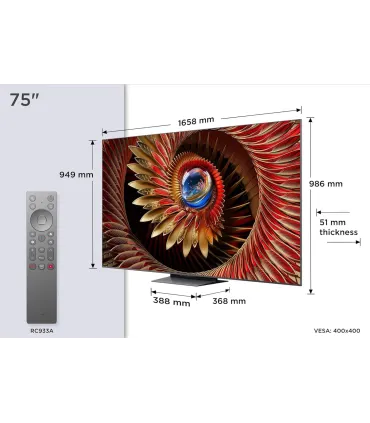 TCL 75C8K 75" 4K UHD QD Mini LED – TV MiniLED 144Hz, HDR10+, Dolby Vision/Atmos | Meilleur Prix