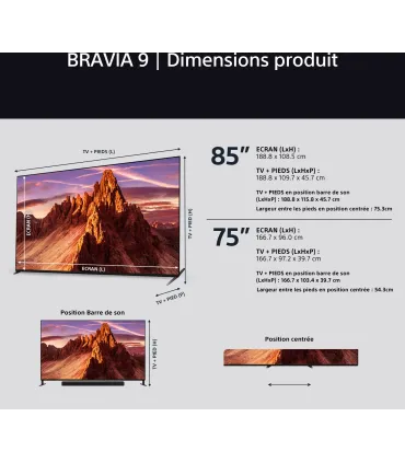 Sony Bravia 9 K75XR90 – TV 75" 4K UHD QLED | Meilleur Prix Garanti