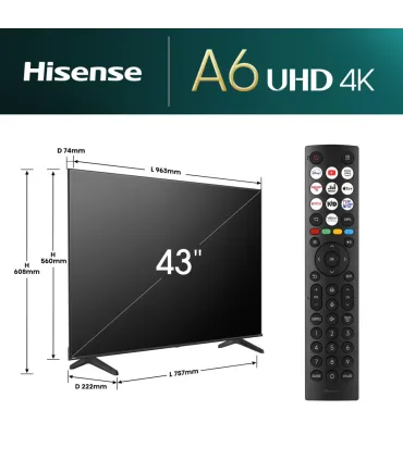 Hisense 43A6N 43" 4K UHD LED – Téléviseur Ultra HD au Meilleur Prix