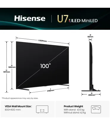 Hisense 100U7Q 100" 4K UHD MiniLED TV – Achetez au Meilleur Prix