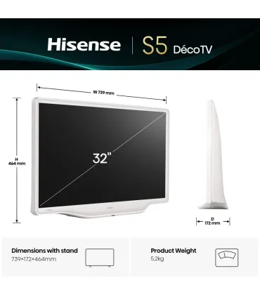 Hisense 32S5Q 32" HD LED Blanc - TV Pas Cher | Achetez Maintenant
