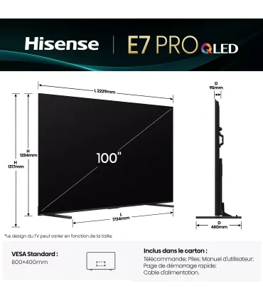 Hisense 100E7Q Pro | TV 100" 4K UHD MiniLED – Achetez au Meilleur Prix