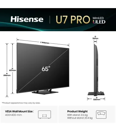 Hisense 65U7Q PRO 65" 4K UHD QLED - Téléviseur Haut de Gamme | Meilleur Prix
