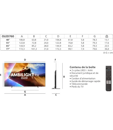 Philips 48OLED760/12 48" 4K UHD OLED – TV OLED 4K HDR, Ambilight, Dolby Vision/Atmos, Smart TV