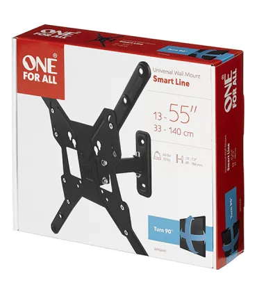 Support mural TV One For All 55" Smart Turn 90 WM2441 – Pivot 90°, VESA universel, Installation facile