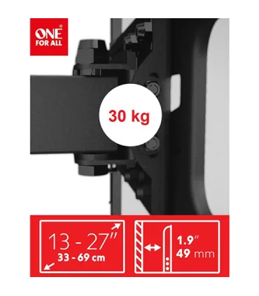 One For All Support Mural TV 27" Smart Turn 90 WM2141 – Pivotant 90°, VESA, Installation Facile, Meilleur Prix