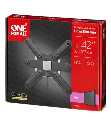 One For All Support Mural TV Ultraslim Flat 42" WM 6211 | Support Fixe Ultra-plat | Installation Facile et Discrète